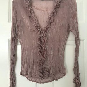 V neck ruffles see through by INC
